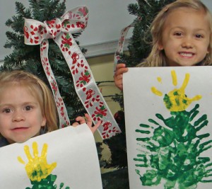 Pre-K Students At Seaside Christian Academy Create Handprint Christmas Trees