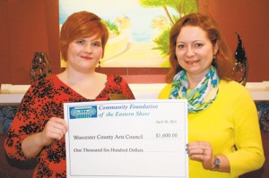 $1,600 Community Needs Grant Awarded By The Community Foundation Of The Eastern Shore To Worcester County Arts Council