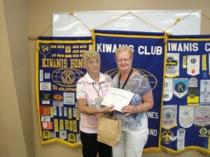 Kiwanis Club Of Greater Ocean Pines-Ocean City Present Award For July 2013 Volunteer Of The Month
