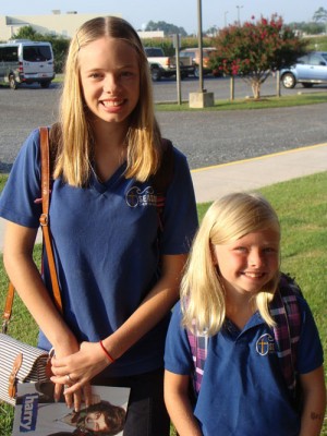 Sisters Start First Day Of School At Seaside Christian Academy