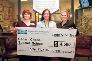 Community Foundation Of The Eastern Shore Awards Cedar Chapel Special School With  $4,500 Education Grant