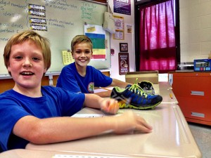 Third Grade Class At Showell Elementary Use Sneakers To Observe And Record Characteristics