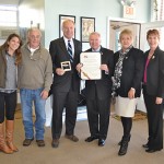 Berlin’s efforts to maintain business and resident districts were recognized last week by Maryland Comptroller Peter Franchot with a proclamation. Pictured, above left, from left, are Main Street Coordinator Megan Houston, County Commission President Bud Church, Franchot, Mayor Gee Williams, Councilwoman Lisa Hall and Town Administrator Laura Allen. Photo by Charlene Sharpe