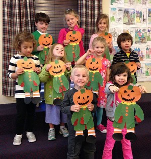 Pre-K Worcester Prep Students Enjoy Creating Pumpkin Scarecrows