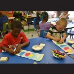 Kindergarten students are pictured above left at work drawing birds during last week’s The Big Draw at Snow Hill Elementary School.