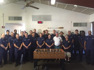 American Legion Post 166 Presents Master Chief Sparks And Crew Of The Coast Guard With A Fuseball Table