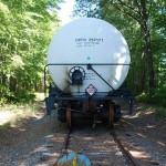 Maryland and Delaware Railroad Company is storing the former crude oil trains on the unused short track north of Berlin for a client. Photo by Steve Green
