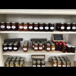 A healthy selection of jams, salsa relish and honey from Twin Oaks Farm are among the canned goods available.