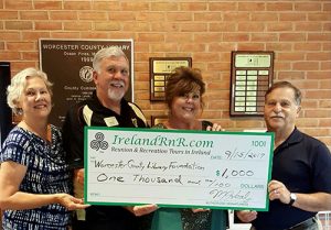 Ireland RnR Tours Presents $1,000 Donation To Worcester County Library Foundation