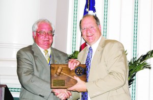 Hugh Livingston, Jr. Receives Plaque Of Appreciation For His Year As Rotary President