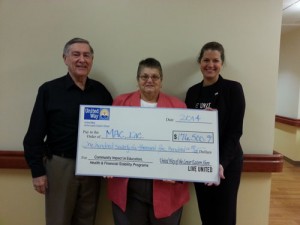 United Way Presents $176,500 Check To MAC, Inc.