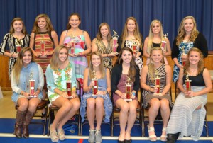 Worcester Prep last week handed out its sports awards to standout female athletes on its fall teams. Pictured front row, from left: Julia D’Antonio, Cecily Sass, Karlie Southcomb, Leigh Lingo, Jordie Loomis, and Alissa Talbert. Pictured back row, from left: Meg Lingo, Lilly DiNardo, Stormy McGuinnesss, Libby Truitt, Michelle Curtis, McKenna Shanahan, and Taylor Hawkins. Not pictured is Erika Smith.