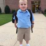 Alex Wood, who turned 5 years old this week, is pictured last month on the first day of pre-kindergarten at Most Blessed Sacrament school. 