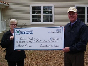 Bank Of Delmarva Donates $500 To Delmarva Teen Challenge, Home Of Hope