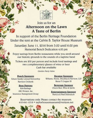 Berlin Heritage Foundation To Host Afternoon On The Lawn