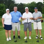 During the Stephen Decatur Athletic Boosters’ 37th annual golf tournament last weekend, the team made up of Jenny Sullivan, Mike Sullivan, Riley Abbott and Tim Heim pictured above took first in the low net division. Submitted photo.  