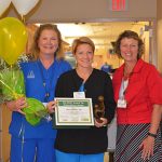 Atlantic General Hospital fourth quarter Daisy Award recipient Mary Wilgus is pictured with fellow registered nurse Kelly Fox and Cheryl Nottingham, vice president of finance. Submitted Photo