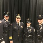 The Ocean City Police Department last week welcomed three new officers who recently graduated from the Eastern Shore Criminal Justice Academy. Pictured,, from left, are Officer Samuel Faggert, Chief Ross Buzzuro, Officer Jessica Johnson and Officer Corwin Vincent. Submitted Photo