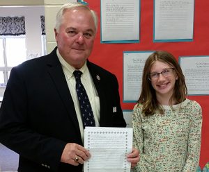 County Commissioner Jim Bunting Visits Charlotte Haskell At OC Elementary In Response To Her Letter