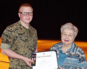 Cadet John Seward, Jr Receives DAR Bronze ROTC Medal From The Daughters Of The American Revolution