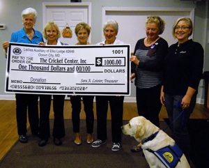 Ocean City Elks Lodge 2645 Ladies Auxiliary Presents $1,000 Check To CRICKET Center