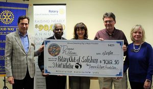 Rotary Club Of Salisbury Thanks The Donnie Williams Foundation For Its More Than $7,000 Contribution