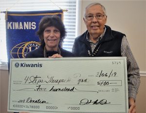 Kiwanis Club Of Greater Ocean Pines-Ocean City Presents 4STEPS Executive Director Sandy Winters With $400 Donation