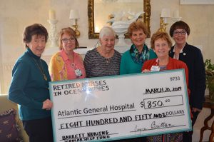 Retired Nurses Of Ocean Pines Present $850 Check To AGH Benefiting The James G. And Nancy W. Barrett Nursing Scholarship Program