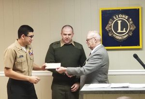 SSGT Josh August And Cadet William Stamnus From The Stephen Decatur High School Junior ROTC Receive $1,000 Donation From OC Lions Club