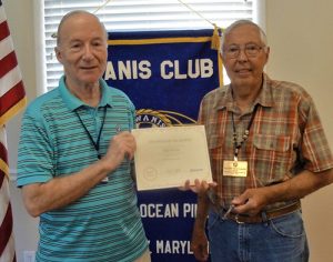 Purvis Named Kiwanian Of The Month By The Kiwanis Club Of Greater Ocean Pines-Ocean City