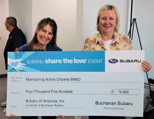 Buchanan Subaru Presents “Share The Love” Proceeds To MAC