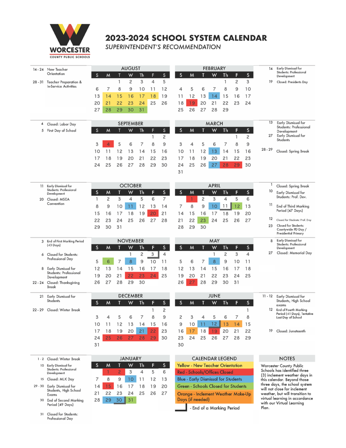 02/22/2023 | WCPS Approves 2023-2024 School Calendar | News Ocean City MD